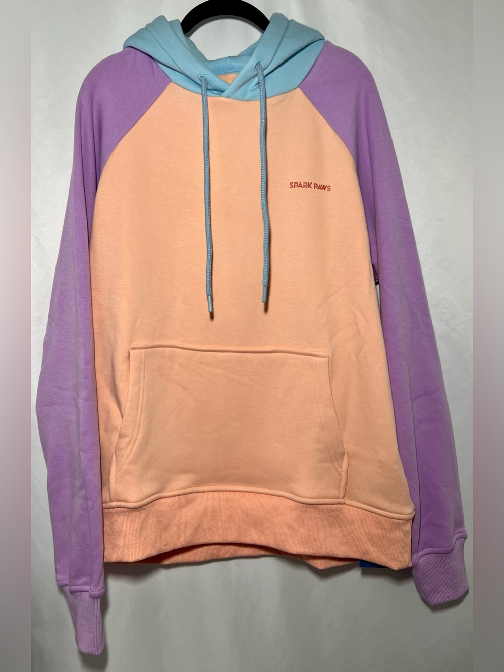 Spark Paws Cotton Candy Pastel Colorblock Human Hoodie NWT XL